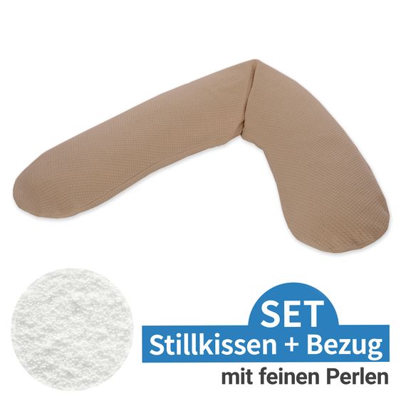 Theraline Stillkissen Das Original mit Mikroperlen-Füllung inkl. Bezug Feinstrick 190 cm - Savannah