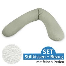 Cuscino per allattamento The Original con imbottitura in microsfere e fodera in mussola 190 cm - salvia