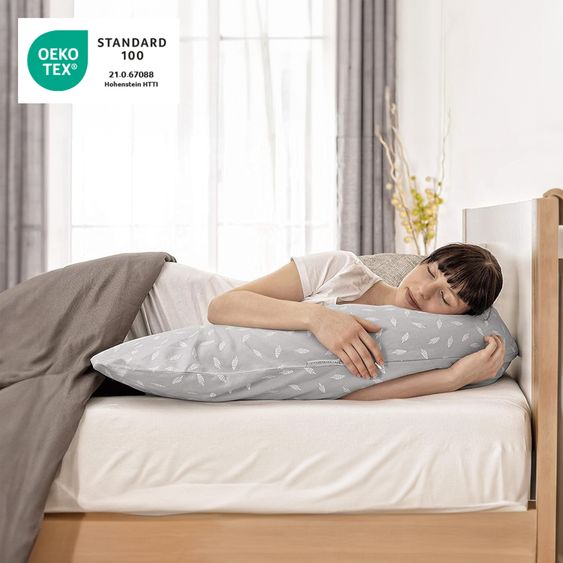 Theraline Cuscino per allattamento The Original con imbottitura in microsfere e fodera in mussola 190 cm - beige sabbia
