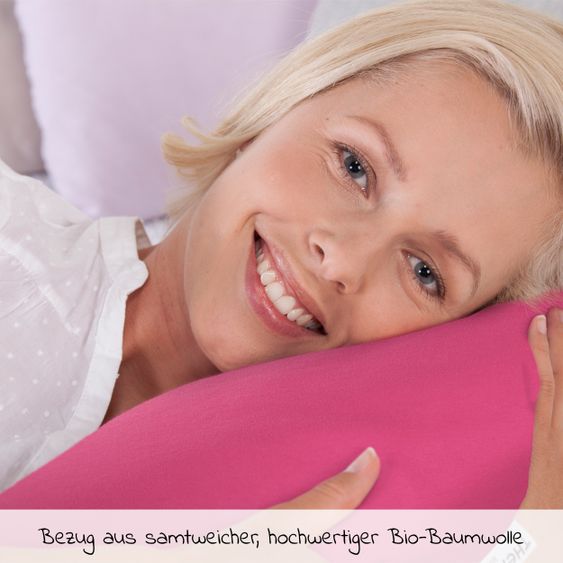 Theraline Stillkissen Das Original mit Mikroperlen inkl. Bezug aus Bio-Baumwolle 190 cm - Fuchsia Cappuccino