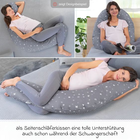 Theraline Stillkissen Das Original mit Polyesterhohlfaser-Füllung inkl. Bezug 190 cm - Blümlein - Blau