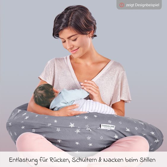 Theraline Stillkissen Das Original mit Polyesterhohlfaser-Füllung inkl. Bezug 190 cm - Blümlein - Blau
