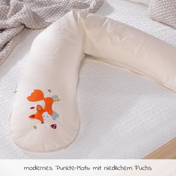 Theraline Nursing pillow The Original with polyester hollow fiber filling incl. cover 190 cm - crackle fox - dots Beige