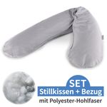 Stillkissen Das Original mit Polyesterhohlfaser-Füllung inkl. Bezug 190 cm - Punkte - Grau