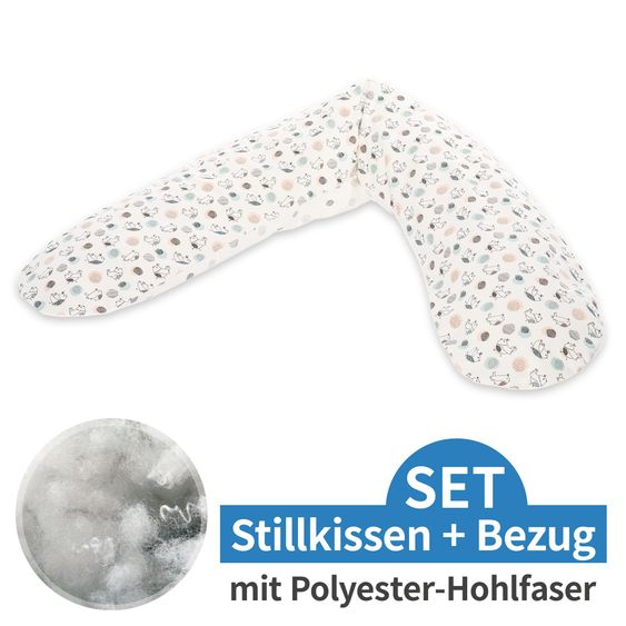 Theraline Breastfeeding pillow The Original with polyester hollow fiber filling incl. cover 190 cm - Vögelchen flieg