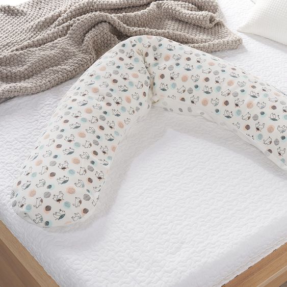 Theraline Breastfeeding pillow The Original with polyester hollow fiber filling incl. cover 190 cm - Vögelchen flieg