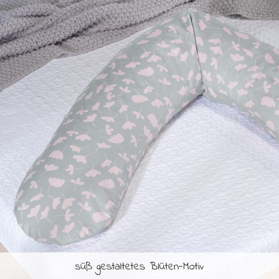 Theraline Nursing pillow The Original with polyester hollow fiber filling incl. cover 190 cm - Delicate flowers