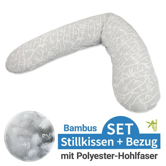 Theraline Cuscino per allattamento The Original con imbottitura in fibra cava di poliestere e fodera in bambù 190 cm - Foresta di bambù