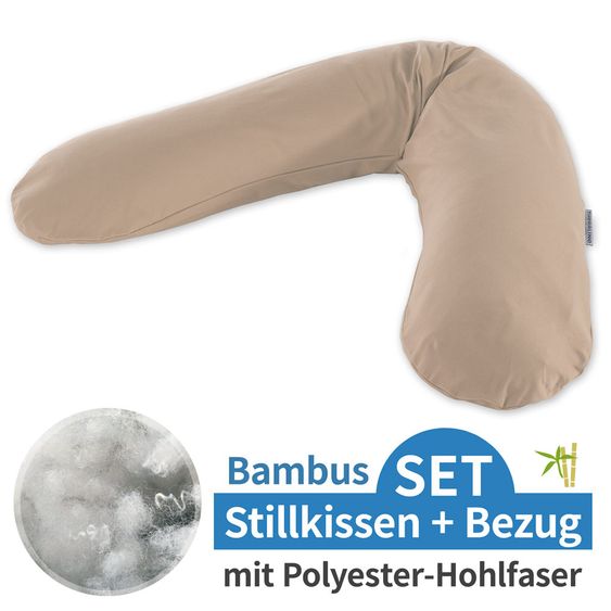 Theraline Stillkissen Das Original mit Polyesterhohlfaser-Füllung inkl. Bezug Bamboo 190 cm - Cappuccino