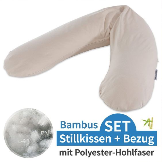 Theraline Nursing pillow The Original with polyester hollow fiber filling incl. cover Bamboo 190 cm - pebble gray