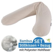 Nursing pillow The Original with polyester hollow fiber filling incl. cover Bamboo 190 cm - pebble gray