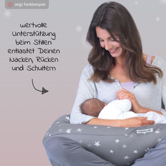 Theraline Nursing pillow The Original with polyester hollow fiber filling incl. cover Bamboo 190 cm - clay gray