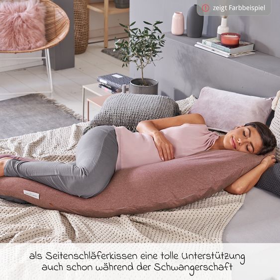 Theraline Nursing pillow The Original with polyester hollow fiber filling incl. cover Bamboo 190 cm - Melange Anthracite