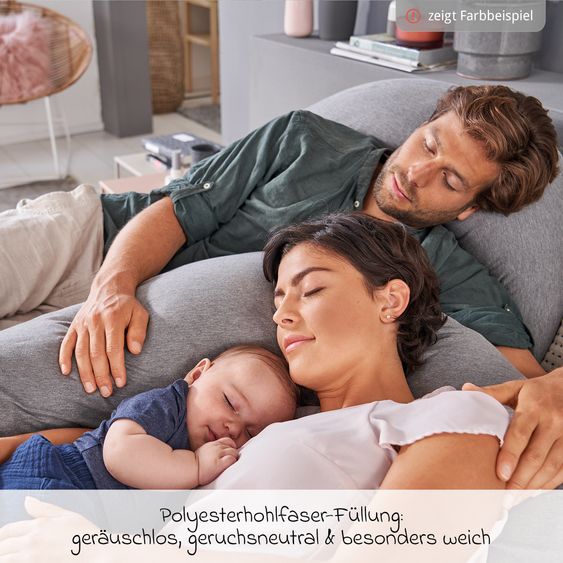 Theraline Nursing pillow The Original with polyester hollow fiber filling incl. cover Bamboo 190 cm - Melange Anthracite