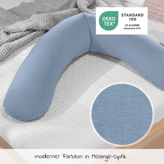 Theraline Stillkissen Das Original mit Polyesterhohlfaser-Füllung inkl. Bezug Bamboo 190 cm - Melange Blau-Grau