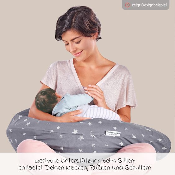 Theraline Stillkissen Das Original mit Polyesterhohlfaser-Füllung inkl. Bezug Bamboo 190 cm - Melange Blau-Grau