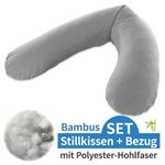 Stillkissen Das Original mit Polyesterhohlfaser-Füllung inkl. Bezug Bamboo 190 cm - Melange Mittelgrau