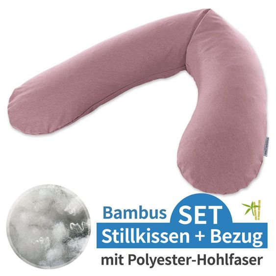 Theraline Nursing pillow The Original with polyester hollow fiber filling incl. cover Bamboo 190 cm - melange rosewood