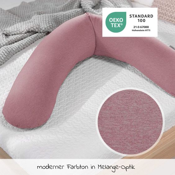 Theraline Nursing pillow The Original with polyester hollow fiber filling incl. cover Bamboo 190 cm - melange rosewood