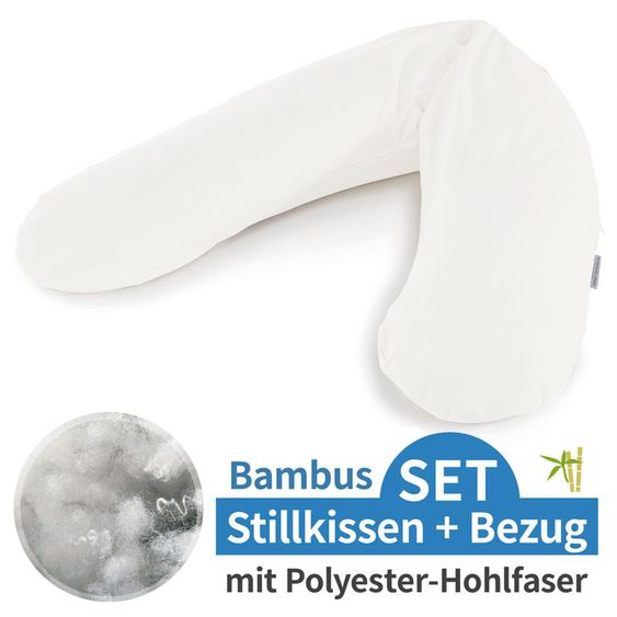 Theraline Nursing pillow The Original with polyester hollow fiber filling incl. cover Bamboo 190 cm - Cloud White