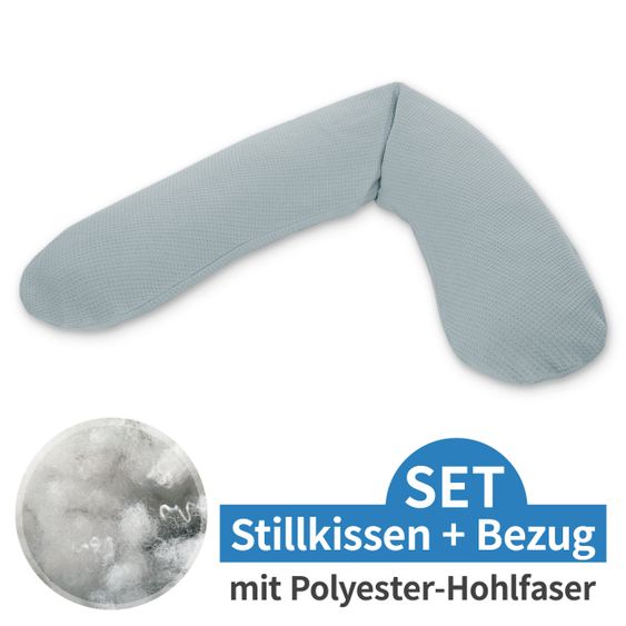 Theraline Nursing pillow The Original with polyester hollow fiber filling incl. cover fine knit 190 cm - mist blue