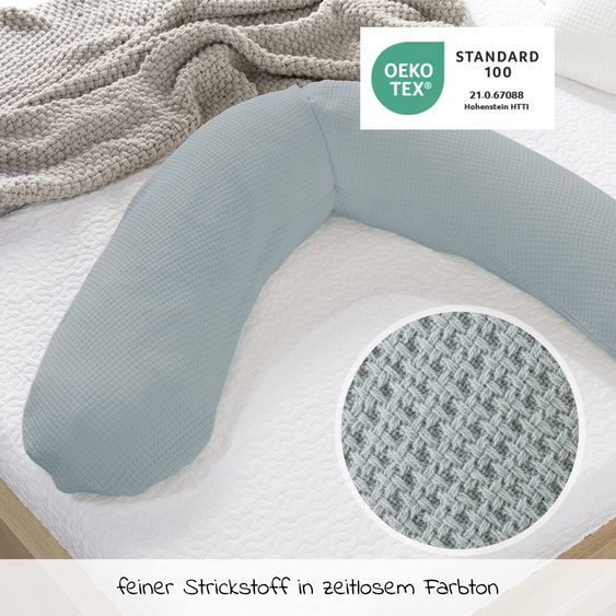 Theraline Nursing pillow The Original with polyester hollow fiber filling incl. cover fine knit 190 cm - mist blue