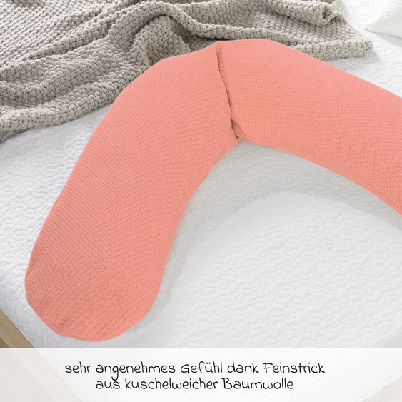 Theraline Cuscino per allattamento The Original con imbottitura in fibra cava di poliestere e fodera in maglia fine da 190 cm - rosa pesca