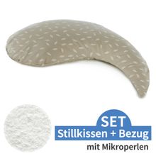 Stillkissen Das Yinnie mit Mikroperlen-Füllung inkl. Bezug 135 cm - Blättertanz - Taupe