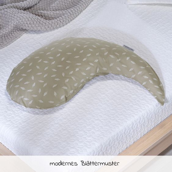Theraline Stillkissen Das Yinnie mit Mikroperlen-Füllung inkl. Bezug 135 cm - Blättertanz - Taupe