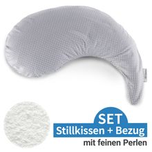 Nursing pillow The Yinnie with micro beads filling incl. cover 135 cm - dots - gray