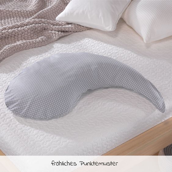 Theraline Stillkissen Das Yinnie mit Mikroperlen-Füllung inkl. Bezug 135 cm - Punkte - Grau