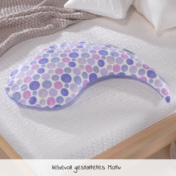 Theraline Stillkissen Das Yinnie mit Mikroperlen-Füllung inkl. Bezug 135 cm - Waterdots - Lila