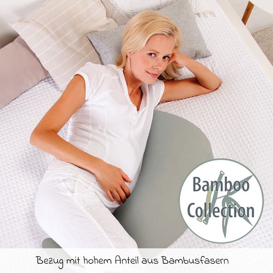 Theraline Stillkissen Der Bambusmond - mit  feiner Perlen-Füllung inkl. Bezug Bamboo 140 cm - Lehmgrau