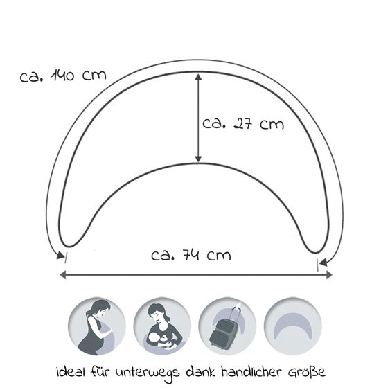 Theraline Nursing Pillow Der Bambusmond - with Fine Bead Filling incl. Cover Bamboo 140 cm - Clay Grey
