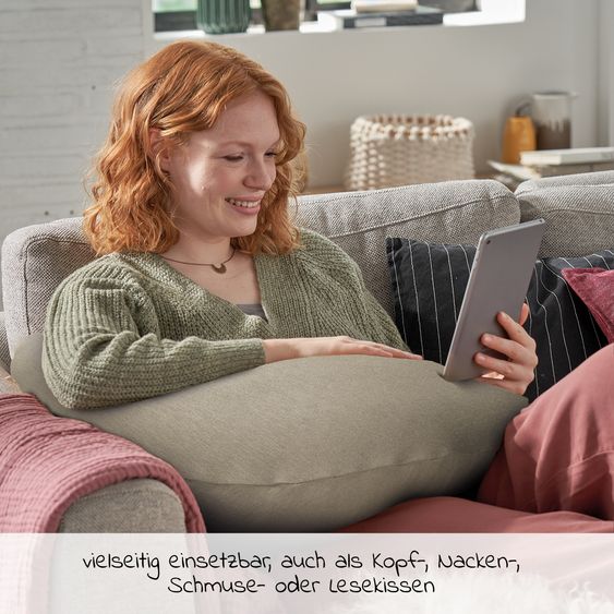 Theraline Stillkissen Der Bambusmond - mit  feiner Perlen-Füllung inkl. Bezug Bamboo 140 cm - Lehmgrau