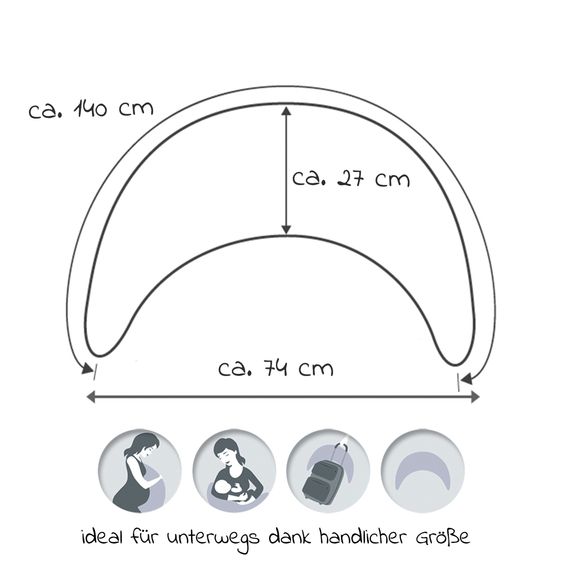 Theraline Stillkissen Der Bambusmond - mit  feiner Perlen-Füllung inkl. Bezug Bamboo 140 cm - Lehmgrau