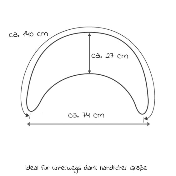 Theraline Stillkissen Der Bambusmond - mit Mikroperlen-Füllung inkl. Bezug Bamboo 140 cm - Kieselgrau