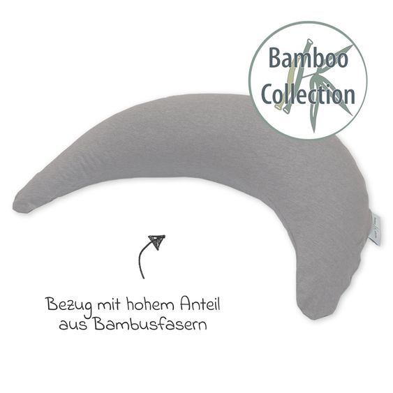 Theraline Cuscino per l'allattamento La luna di bambù - con imbottitura in microsfere incl. fodera in bambù 140 cm - Grigio medio melange