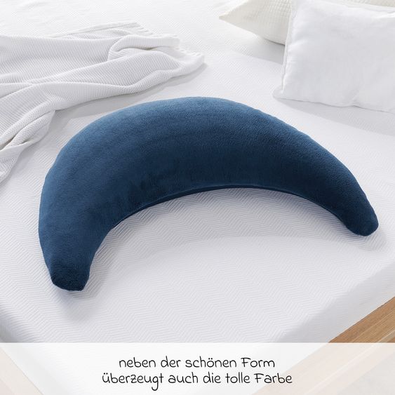 Theraline Stillkissen Der Plüschmond mit feiner Perlen-Füllung 140 cm - Dunkelblau