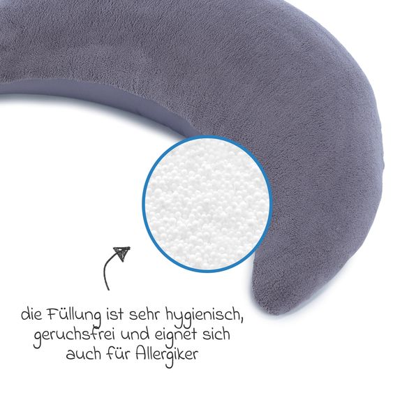 Theraline Stillkissen Der Plüschmond mit feiner Perlen-Füllung 140 cm - Steingrau