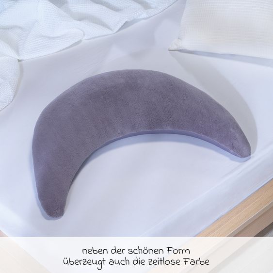 Theraline Stillkissen Der Plüschmond mit feiner Perlen-Füllung 140 cm - Steingrau