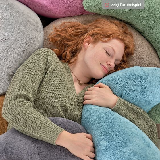 Theraline Cuscino per l'allattamento La luna di peluche con imbottitura di microsfere 140 cm - crema