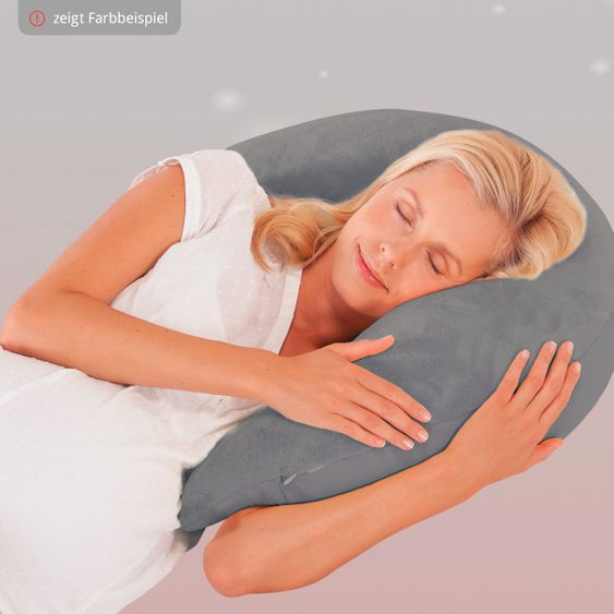 Theraline Cuscino per l'allattamento The Plush Moon con imbottitura in microperle 140 cm - Blu scuro