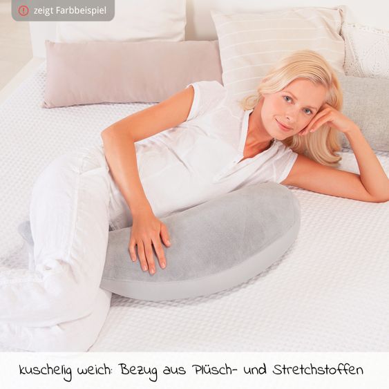 Theraline Cuscino per l'allattamento The Plush Moon con imbottitura in microperle 140 cm - Blu scuro