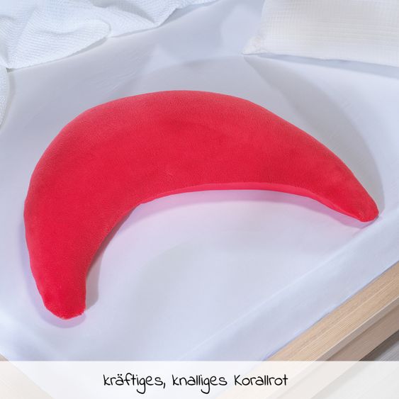 Theraline Stillkissen Der Plüschmond mit Mikroperlen-Füllung 140 cm - Korallrot