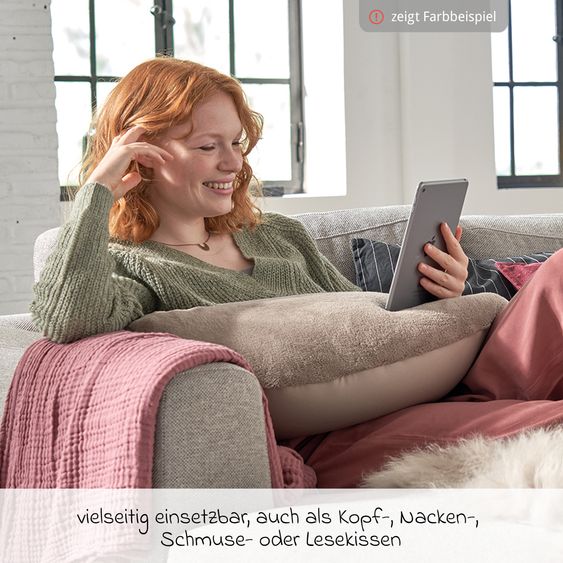Theraline Stillkissen Der Plüschmond mit Mikroperlen-Füllung 140 cm - Pappel