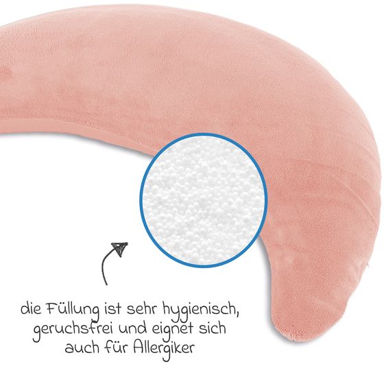 Theraline Stillkissen Der Plüschmond mit Mikroperlen-Füllung 140 cm - Puderrosa