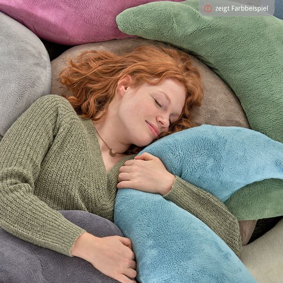 Theraline Stillkissen Der Plüschmond mit Mikroperlen-Füllung 140 cm - Puderrosa