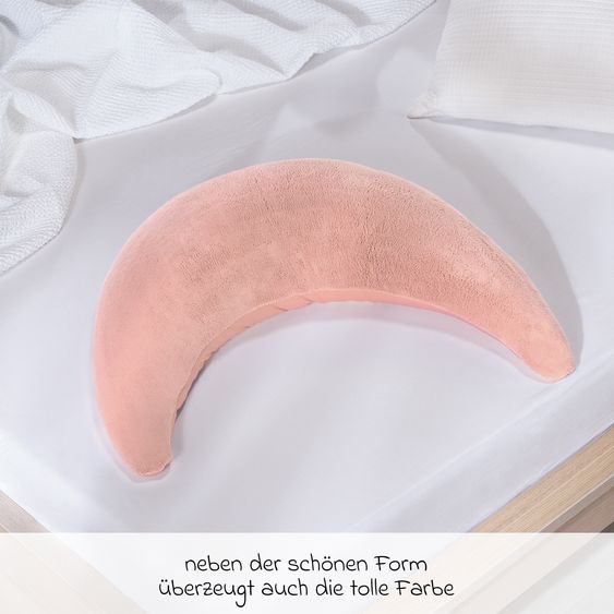 Theraline Stillkissen Der Plüschmond mit Mikroperlen-Füllung 140 cm - Puderrosa
