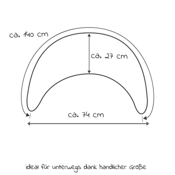 Theraline Stillkissen Der Plüschmond mit Mikroperlen-Füllung 140 cm - Silbergrau